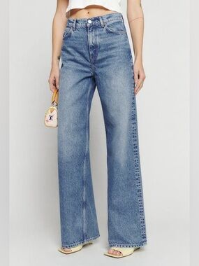 Reformation Cary High Rise Slouchy Wide Leg Cropped Jeans Size 27